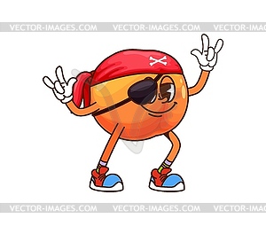 Cartoon groovy orange fruit pirate and corsair - vector clipart