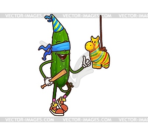 Groovy cucumber vegetable character on party - vector image