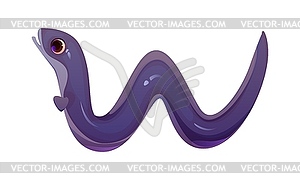 Cartoon underwater font sea eel fish letter W - vector clipart