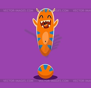 Halloween font exclamation mark monster character - vector image