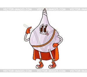 Groovy garlic superhero vegetable character - royalty-free vector image