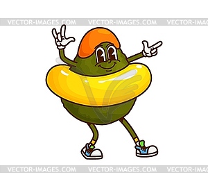 Cartoon groovy avocado vegetable with bright float - vector clipart