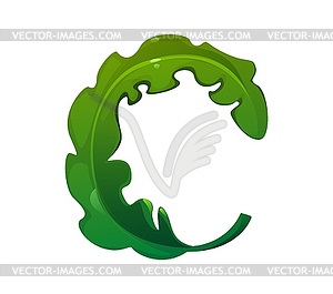 Cartoon underwater font seaweed leaf letter C - vector image