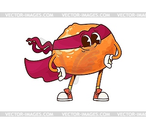 Groovy mandarin superhero character with mask - vector image