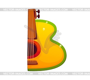 Cartoon Mexican font acoustic guitar letter B - vector clipart