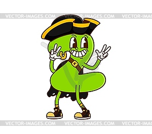 Groovy number 2 pirate corsair cartoon character - vector clip art