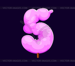 Fast food cotton candy cartoon font digit 5 five - stock vector clipart