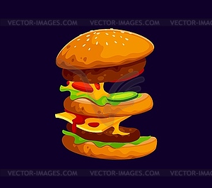 Fast food hamburger cartoon English font letter E - vector image