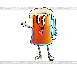 Beer tankard drink groovy funny character - vector image