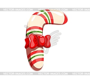 Bakery dessert font typeface candy cane letter F - vector clip art