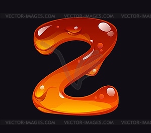Tasty honey cartoon font typeface letter Z - vector image