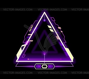 Футуристическая неоновая рамка для компьютерной игры HUD design frame - векторное графическое изображение