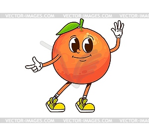 Cartoon funny groovy tropical orange character - vector clip art