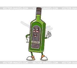 Groovy alcohol absin bottle cartoon character - vector image