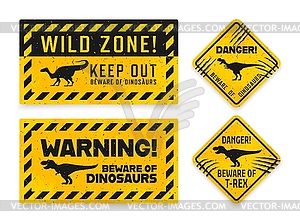 Dinosaur warning signs with claw scratch marks - royalty-free vector image