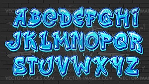 Graffiti font english alphabet letters, street art - vector image
