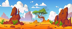 Cartoon Wild West mexican desert landscape - vector clip art