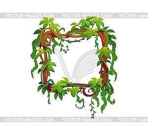 Jungle tropical forest liana green leaves frame - vector clipart