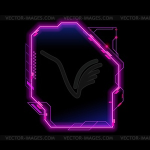 Computer game futuristic neon HUD design frame - vector clipart