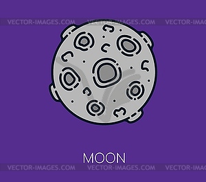 Galaxy space Moon color thin line icon or symbol - vector clip art