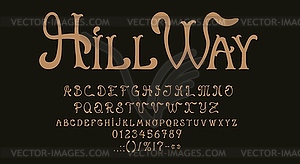 Victorian medieval font alphabet, vintage typeface - vector clipart