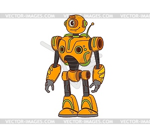 Cartoon funny groovy robot or droid character - vector clipart