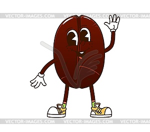 Cartoon funny groovy coffee bean y2k character - vector clipart