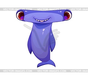 Cartoon underwater font hammerhead shark letter T - vector EPS clipart