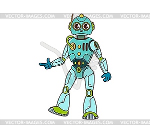 Cartoon groovy robot and droid ski fi character - vector image