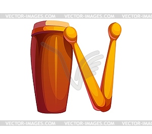 Cartoon musical font letter N as bongo drum - vector clipart