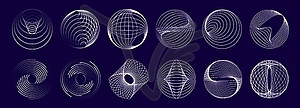 Концентрическая круглая линия, спиральный завихрение, геометрическая волна - рисунок в векторе