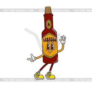 Cartoon groovy tabasco sauce y2k retro character - vector image