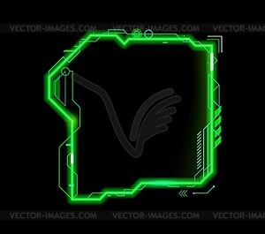 Neon green game HUD frame virtual callout title - vector clipart