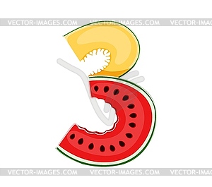 Cartoon farm font type, fruit number in typeface - vector clipart