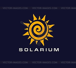 Solarium icon for tanning salon, summer beach sun - vector image