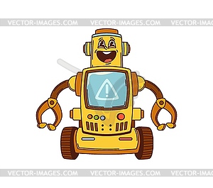 Cartoon funny groovy robot and droid character - vector clipart