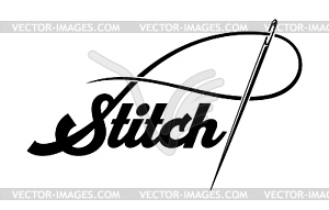 Tailor shop stitch icon with thread in needle - vector image