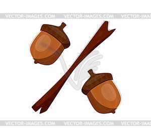 Autumn font acorn punctuation percent symbol - vector image