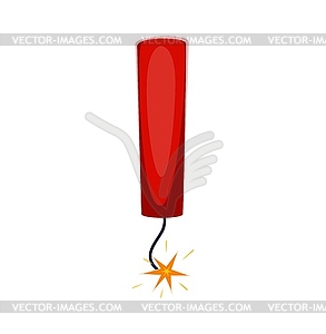 Cartoon exclamation mark as red dynamite stick - vector clip art