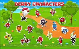 Stickers pack of berry fruits characters - vector image