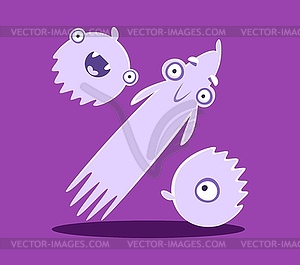 Halloween font percent sign monster characters - vector image
