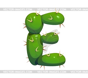 Cartoon Mexican font prickly cactus letter E - royalty-free vector image