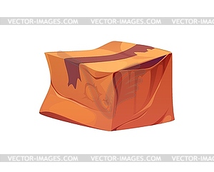 Damaged and dirty package cardboard cartoon box - vector clip art