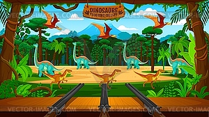 Dinosaurs shooting gallery, carnival shoot game - vector clipart / vector image