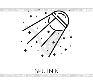 Space artificial satellite and cosmos line icon - vector image