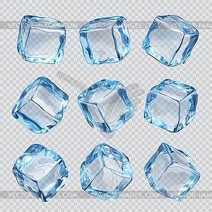 Ice cubes. Realistic crystal blocks set - vector clipart