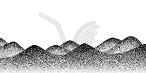 Noise mountains on grain dot sand background - vector clipart