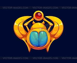 Ancient Egypt game asset, Egyptian golden scarab - vector clip art