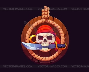 Heraldic pirate skull on gallows with saber - vector clip art