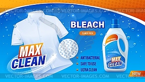 Laundry powder detergent cleaner, liquid wash ad - vector image